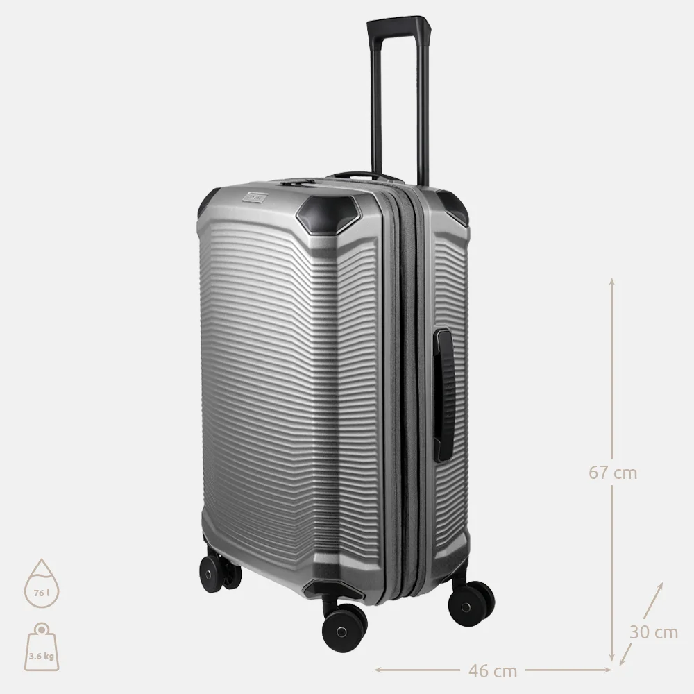 Travelite Millennium spinner reiskoffer 67 cm silver bij Duifhuizen