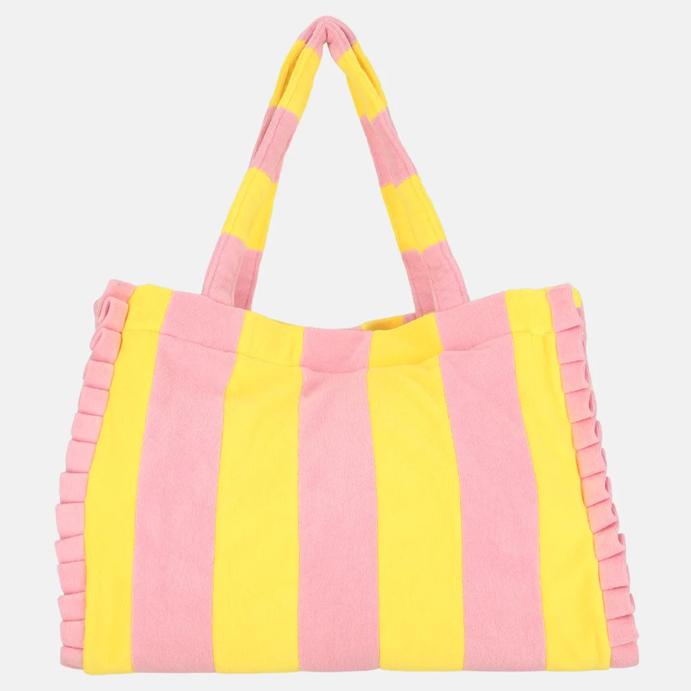 Laurent David Zara strandtas/shopper badstof geel/roze bij Duifhuizen