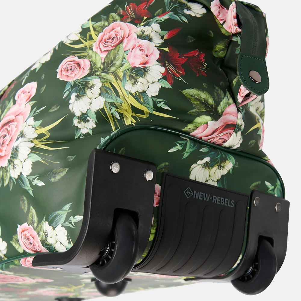 New Rebels Flora duffle reistas op wielen dark green bij Duifhuizen
