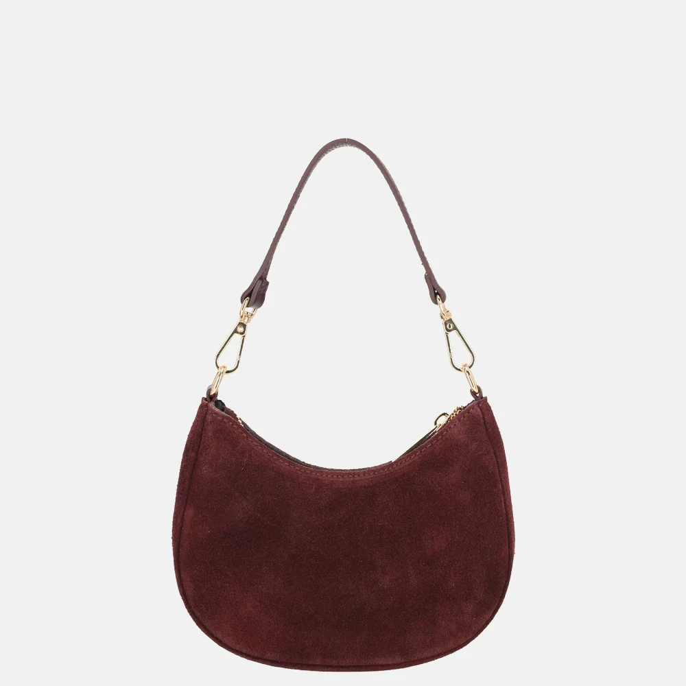 Charm London Mini schoudertas suede bordeaux bij Duifhuizen