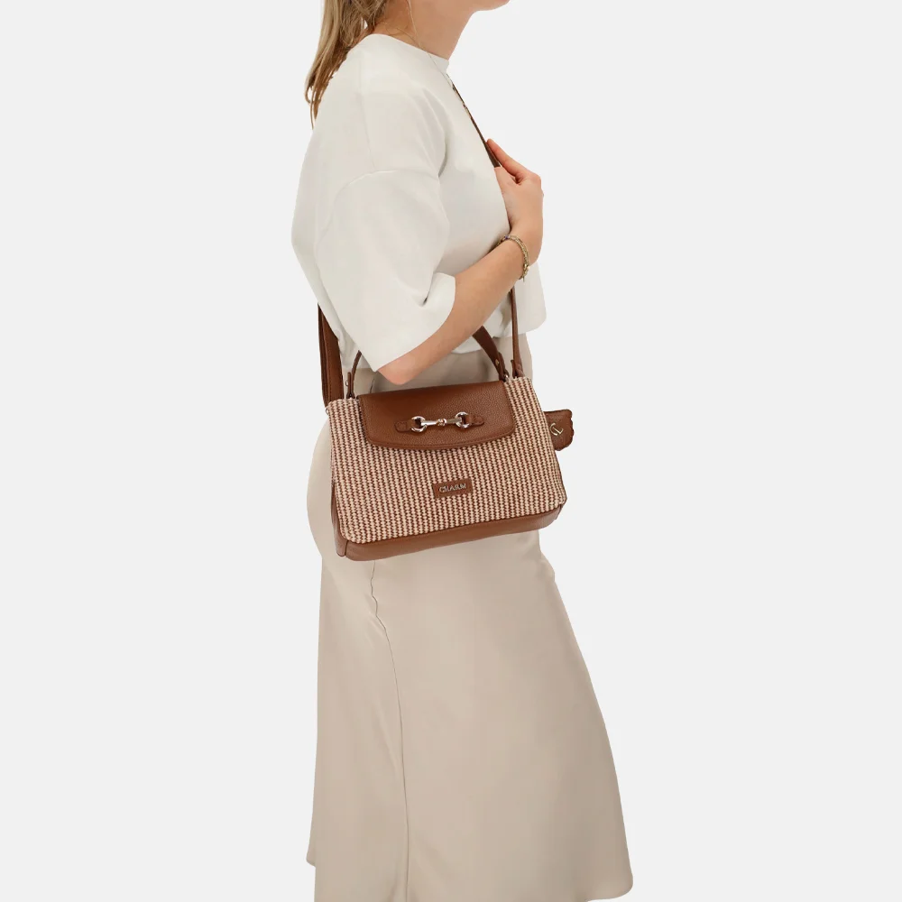 Charm London Santorini handtas 2vaks overslag bruin bij Duifhuizen