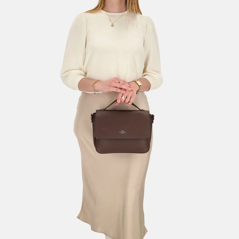 Charm London Mulberry street crossbody tas donkerbruin bij Duifhuizen