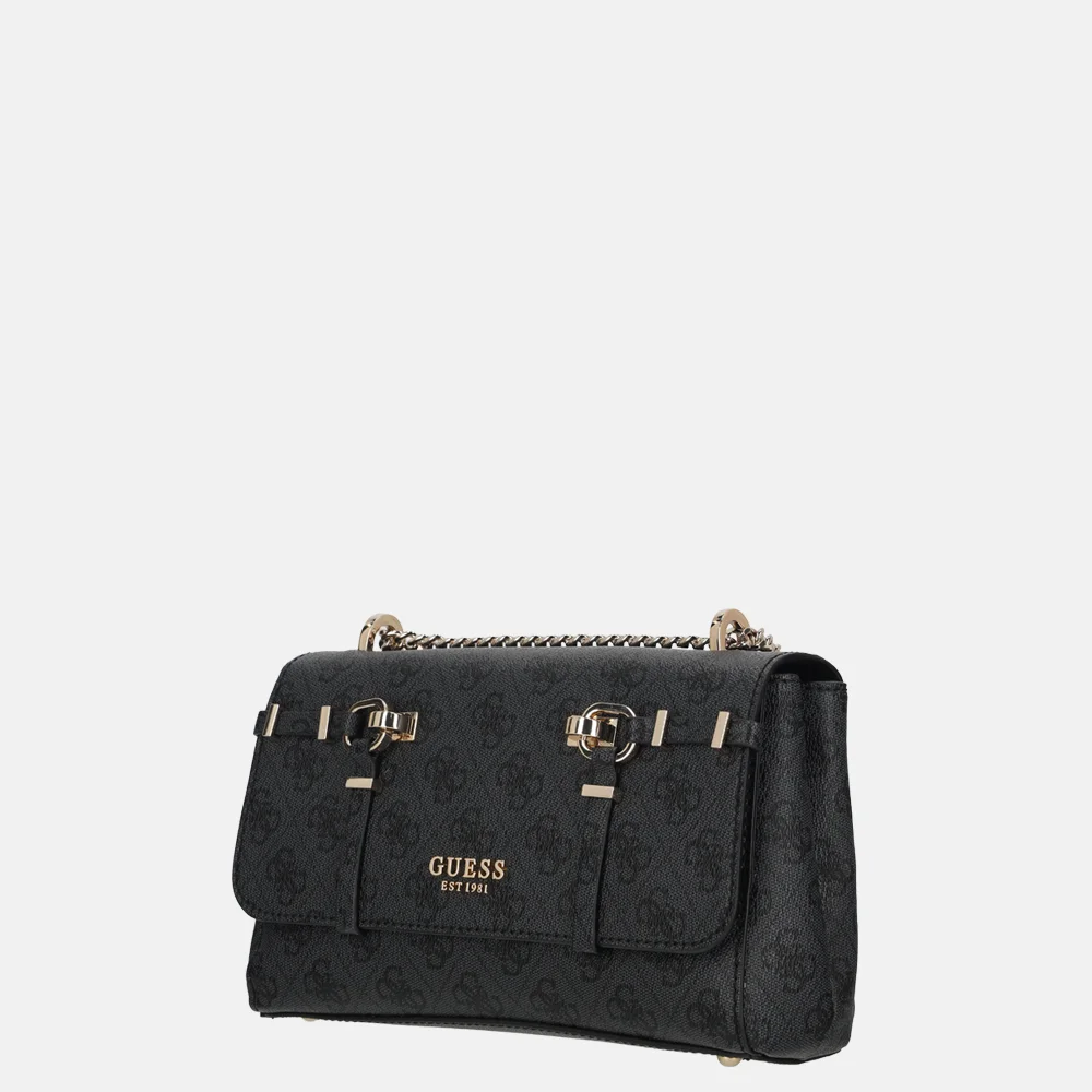 Guess Leona convertible crossbody tas flap coal logo bij Duifhuizen