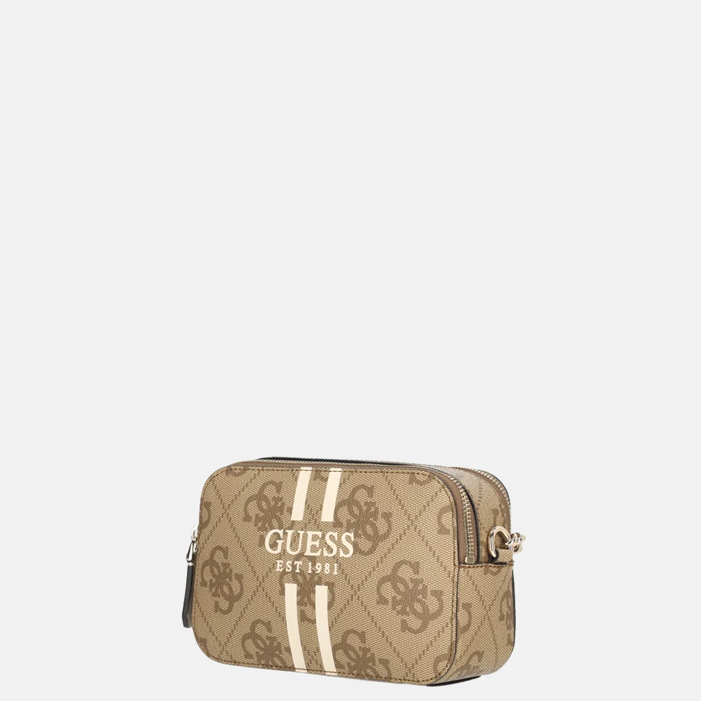 Guess Noelle II crossbody camera bag handtas latte logo bij Duifhuizen