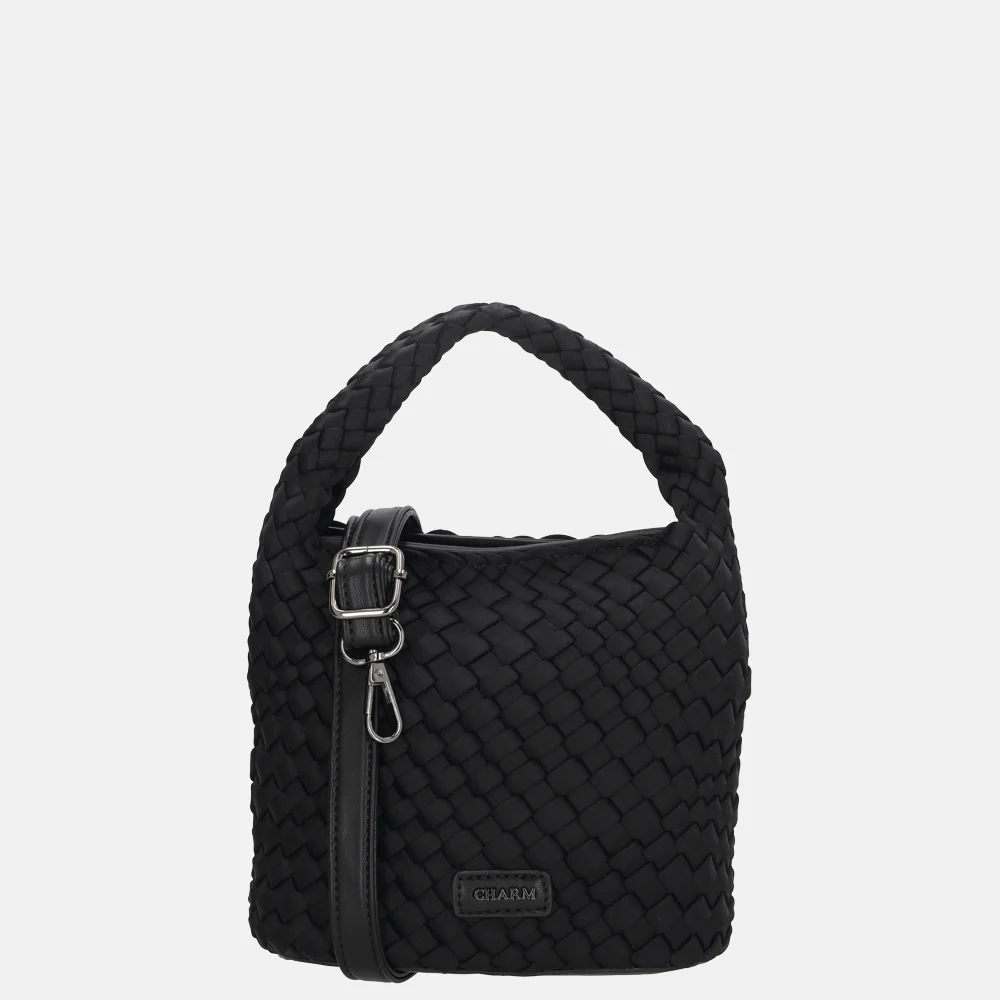 Charm London Madera handtas gevlochten neopreen S zwart