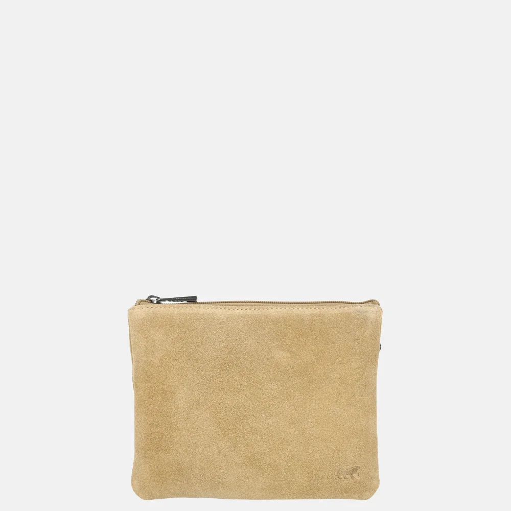Bear Design crossbody tas rits dubbelvak suede biscuit bij Duifhuizen