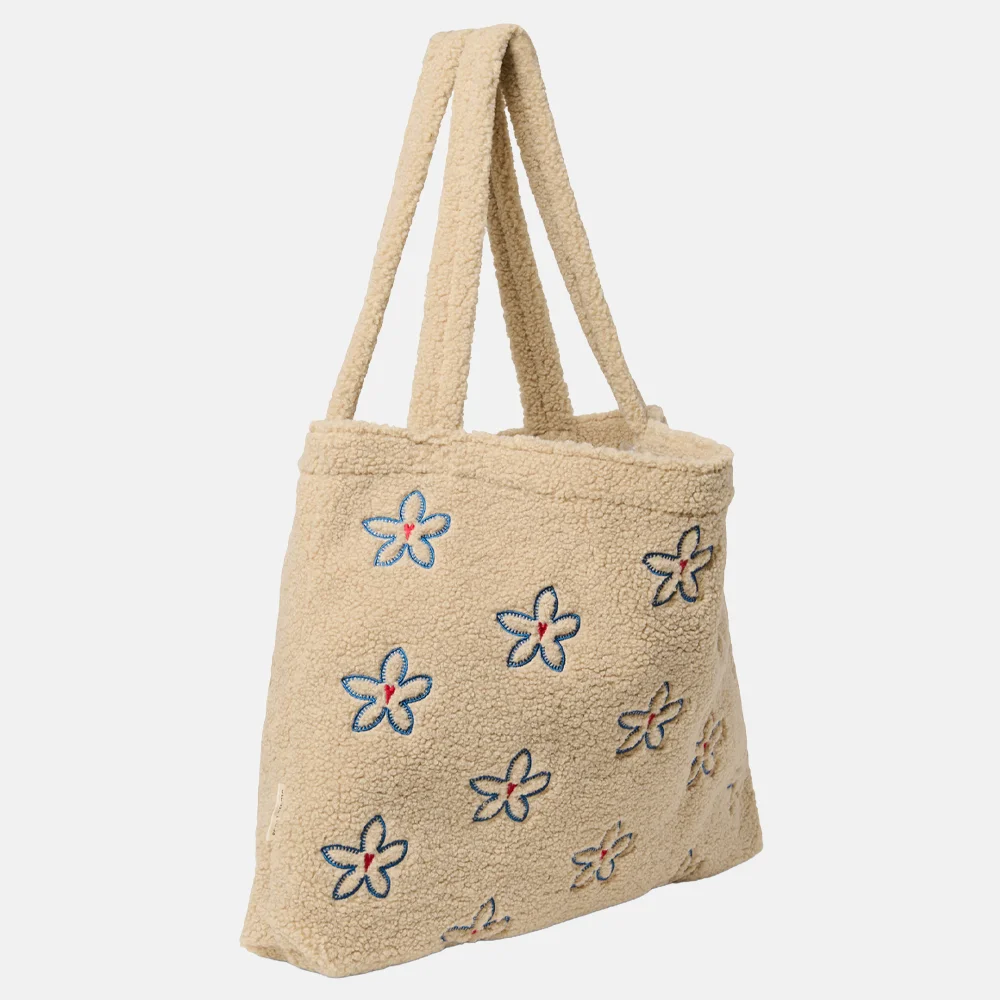 Studio Noos Teddy Embroidery mom bag shopper ecru bij Duifhuizen