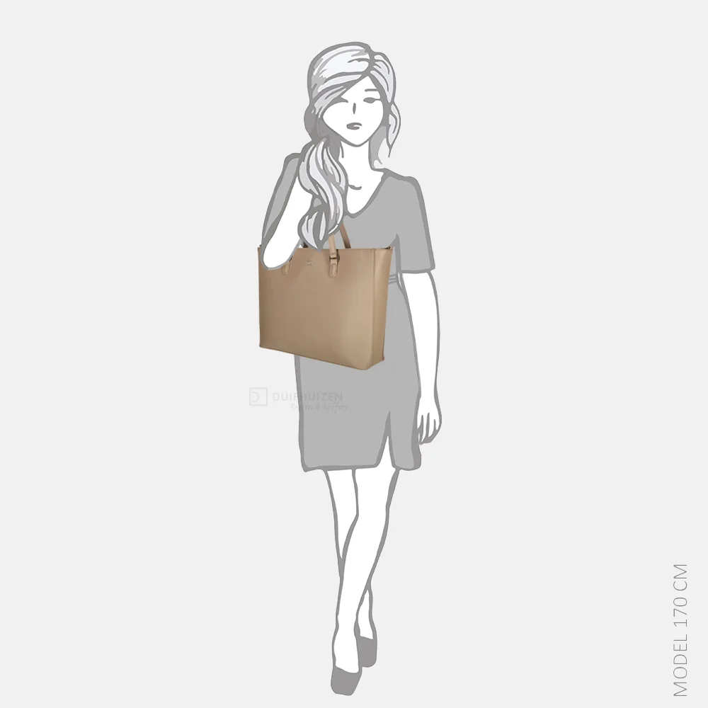 Duifhuizen Saffiano shopper L taupe bij Duifhuizen