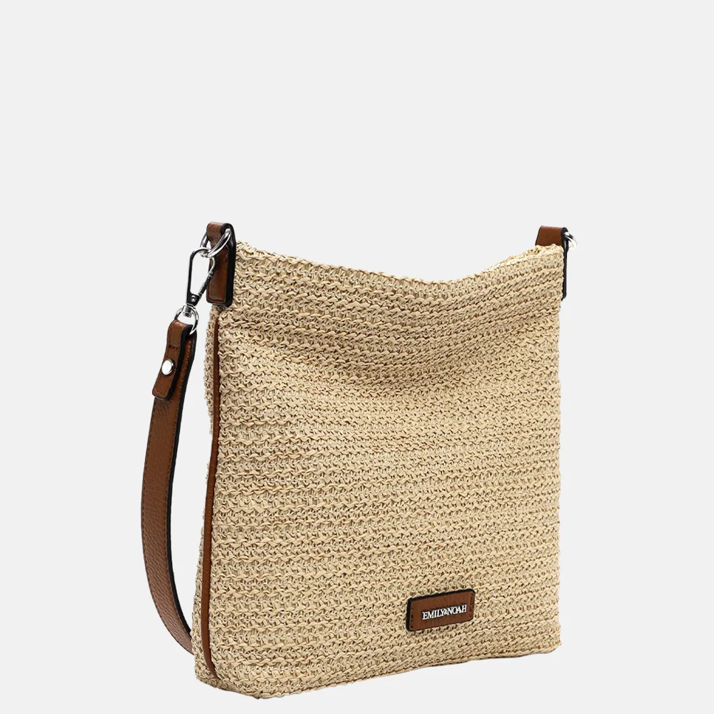 Emily & Noah Elda crossbody tas raffia sand bij Duifhuizen