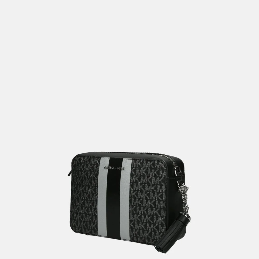 Michael Kors Jet Set crossbody tas black/silver bij Duifhuizen