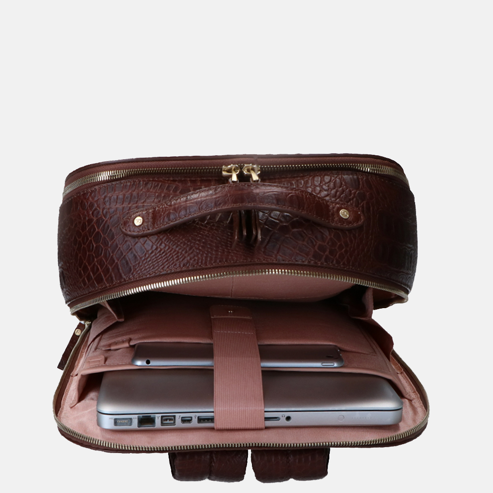 FMME Claire laptop rugzak 13.3 inch croco brown bij Duifhuizen