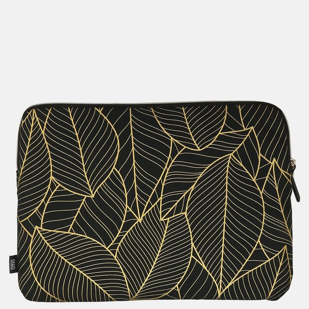 Duifhuizen laptophoes 15 inch zwart goud blad bij Duifhuizen