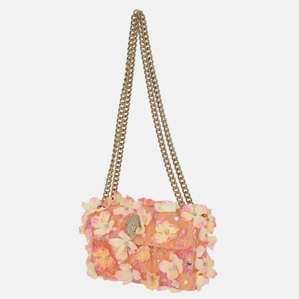 Kurt Geiger Kensington schoudertas mini flower peach bij Duifhuizen