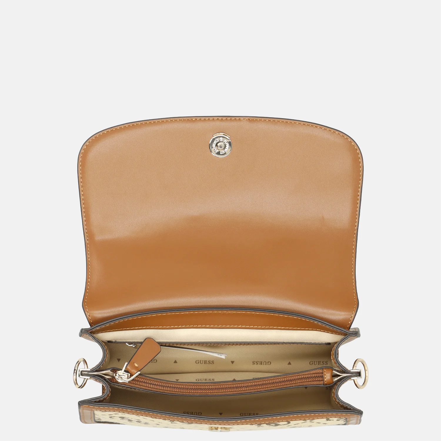 Guess Audrey logo crossbody tas latte logo bij Duifhuizen