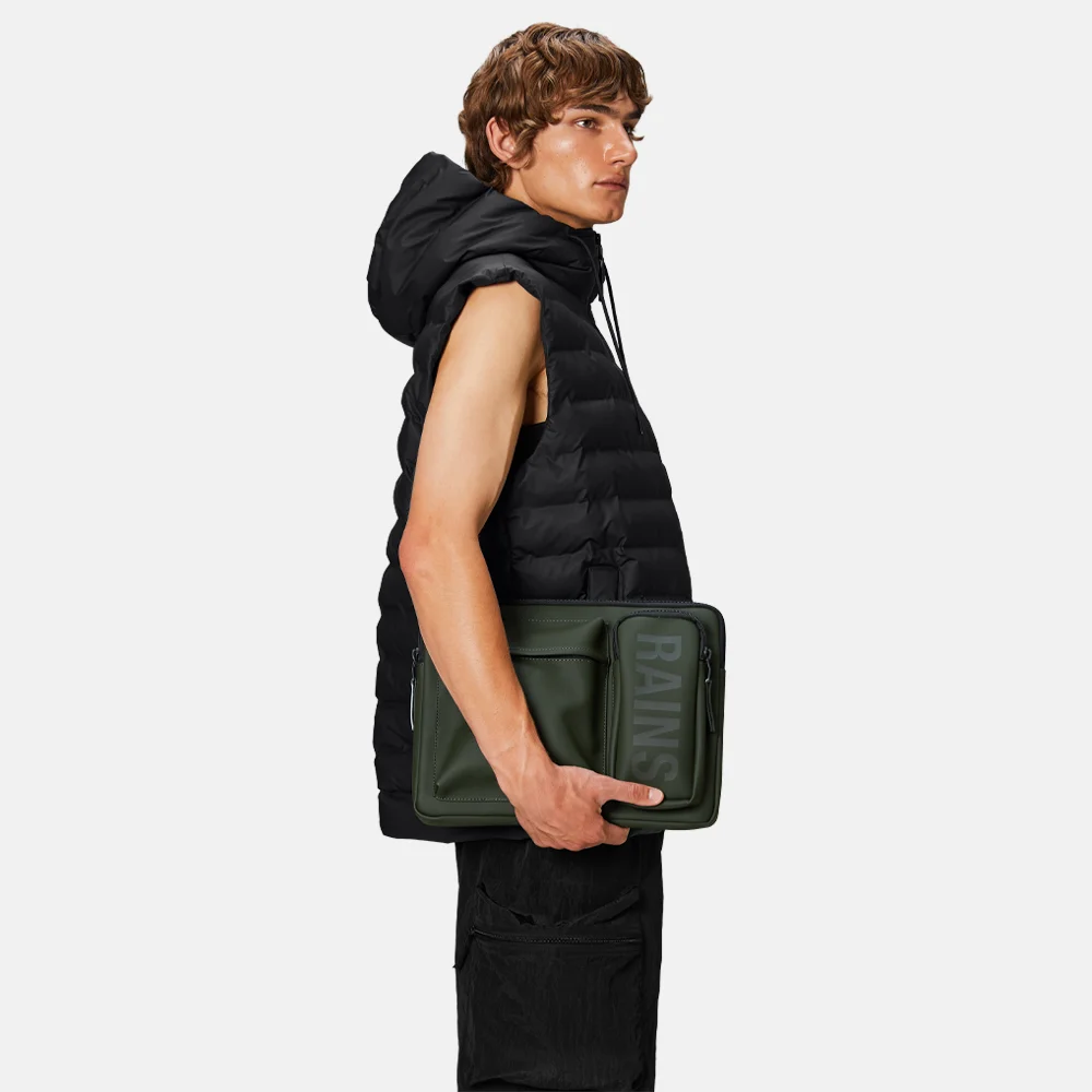 Rains Texel laptophoes 14 inch green  bij Duifhuizen