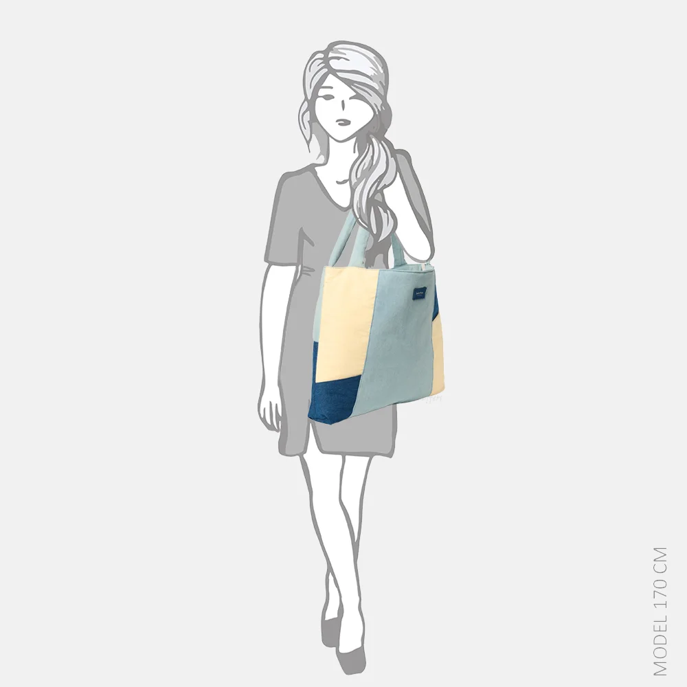 Studio Noos Patchwork Mom shopper denim bij Duifhuizen