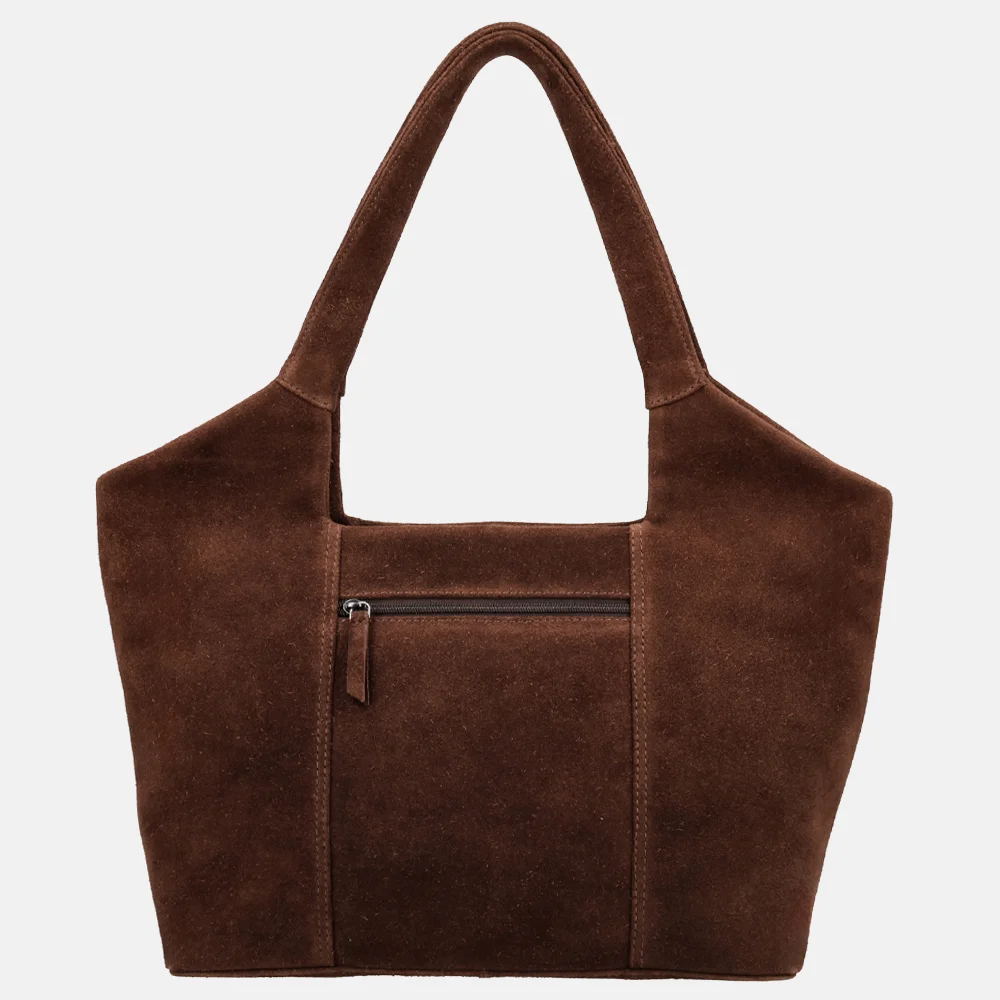 Hide & Stitches Brazos suede shopper L donkerbruin bij Duifhuizen
