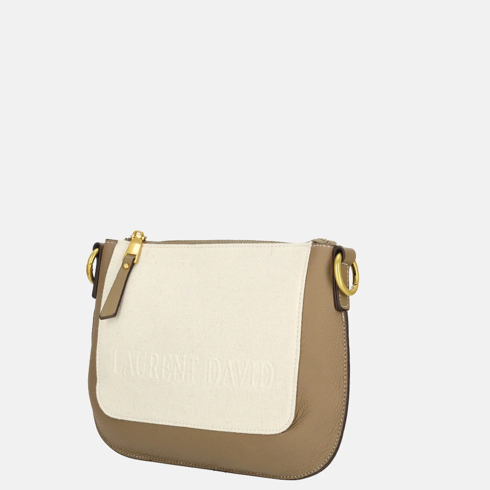 Laurent David Cato crossbody tas taupe bij Duifhuizen
