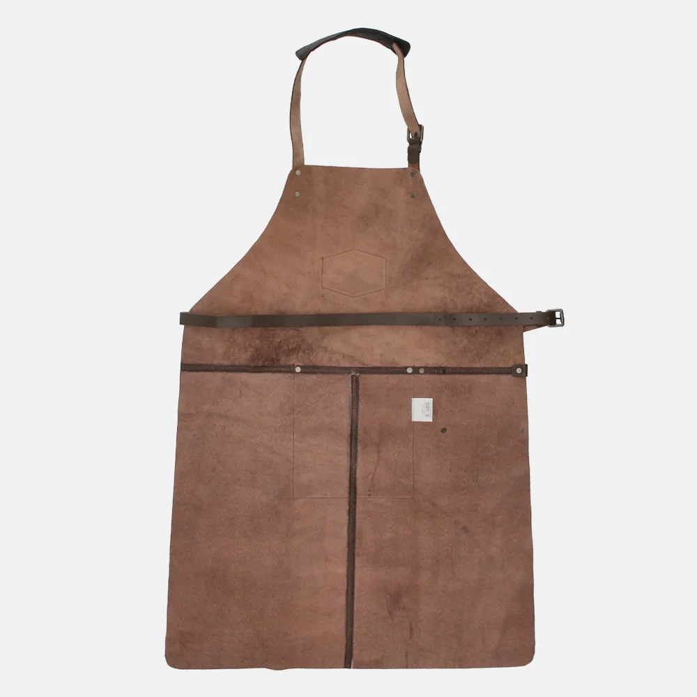 Vaderdag special lederen barbecue schort donker bruin bij Duifhuizen
