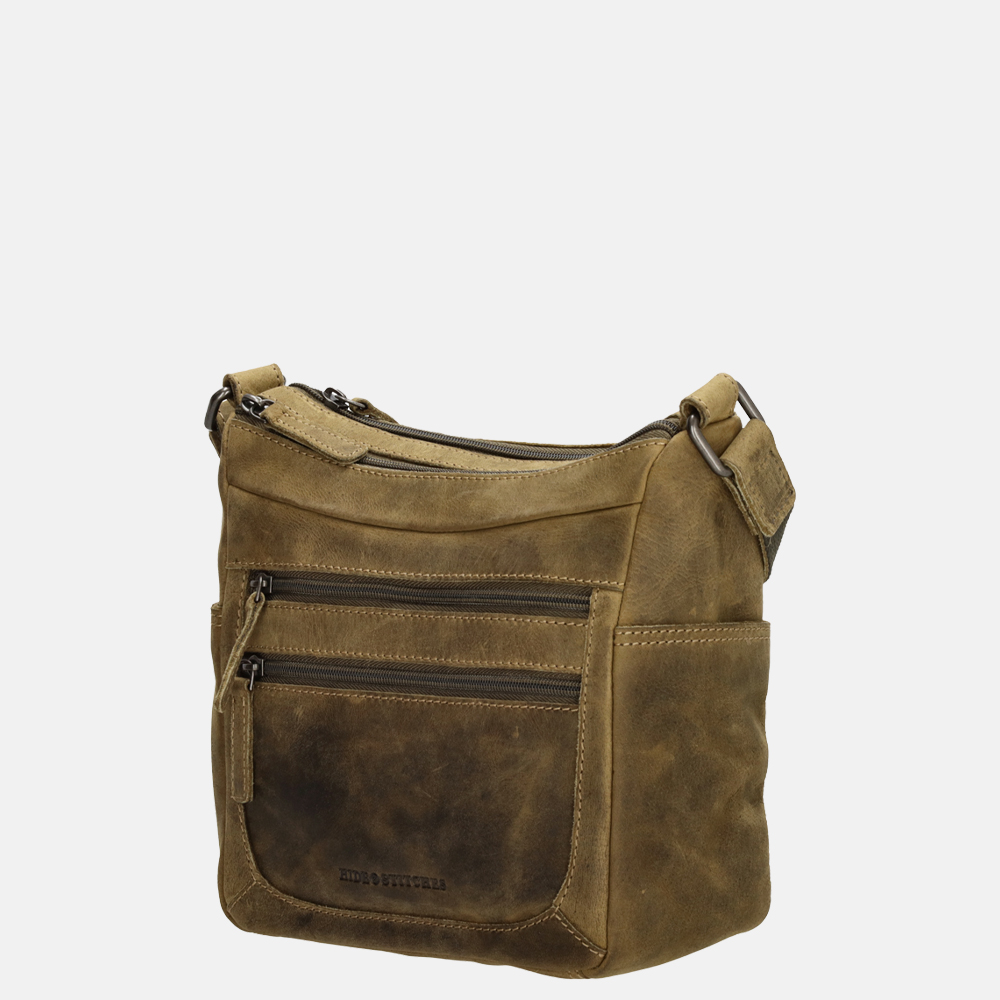 Hide & Stitches crossbody tas olijfgroen bij Duifhuizen
