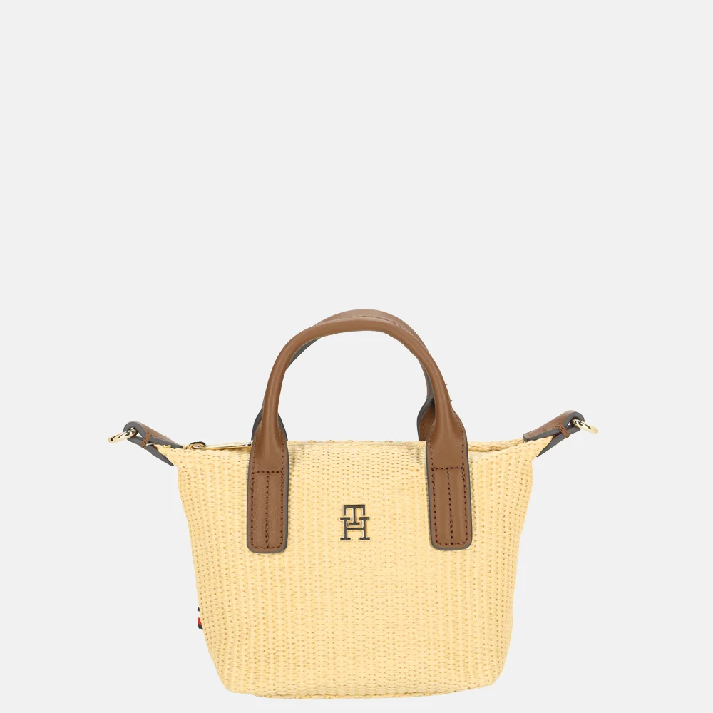 Tommy Hilfiger Popette tote handtas micro natural raffia bij Duifhuizen