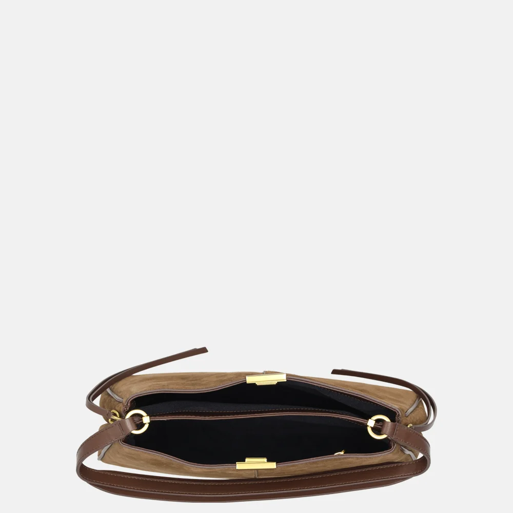 Tommy Hilfiger casual leather schoudertas suede legacy brown bij Duifhuizen