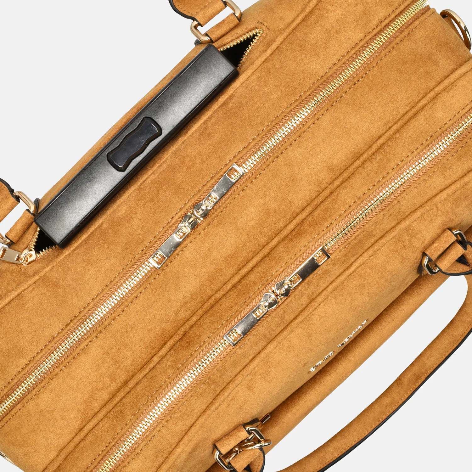 Olivia Lauren business trolley 43 CM 16 inch suedine cognac bij Duifhuizen