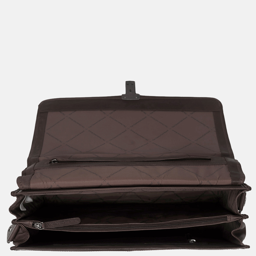 Chesterfield Shay aktetas 15.6 inch dark brown bij Duifhuizen
