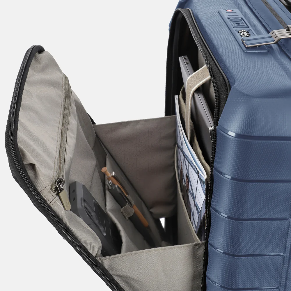 Travelite Mooby frontpocket handbagage koffer 55 cm blue bij Duifhuizen