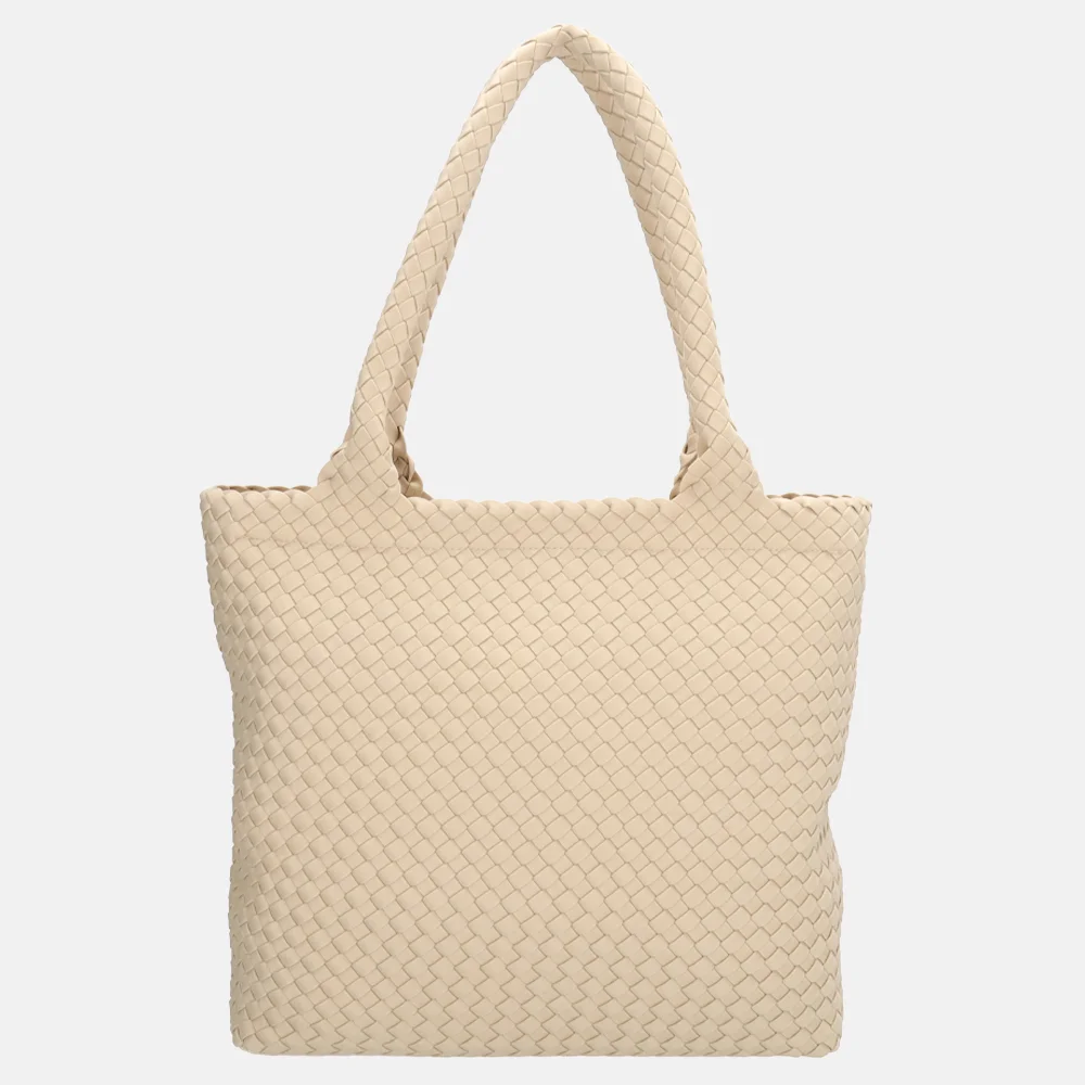 Charm London Madera shopper gevlochten neopreen creme bij Duifhuizen