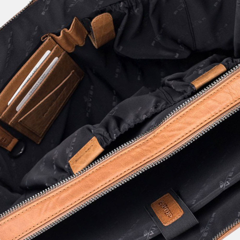 Businesstas Flint 15.6 inch cognac bij Duifhuizen