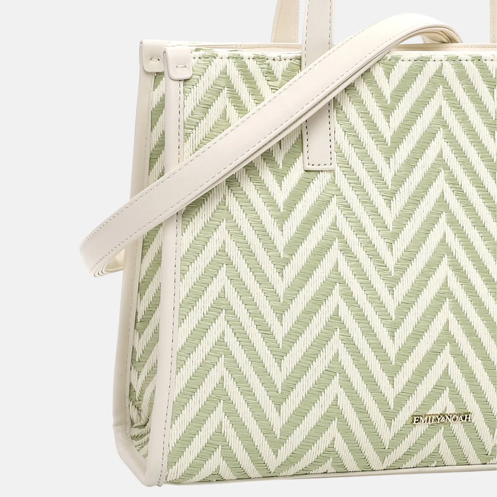 Emily & Noah Raffia handtas M pistachio bij Duifhuizen