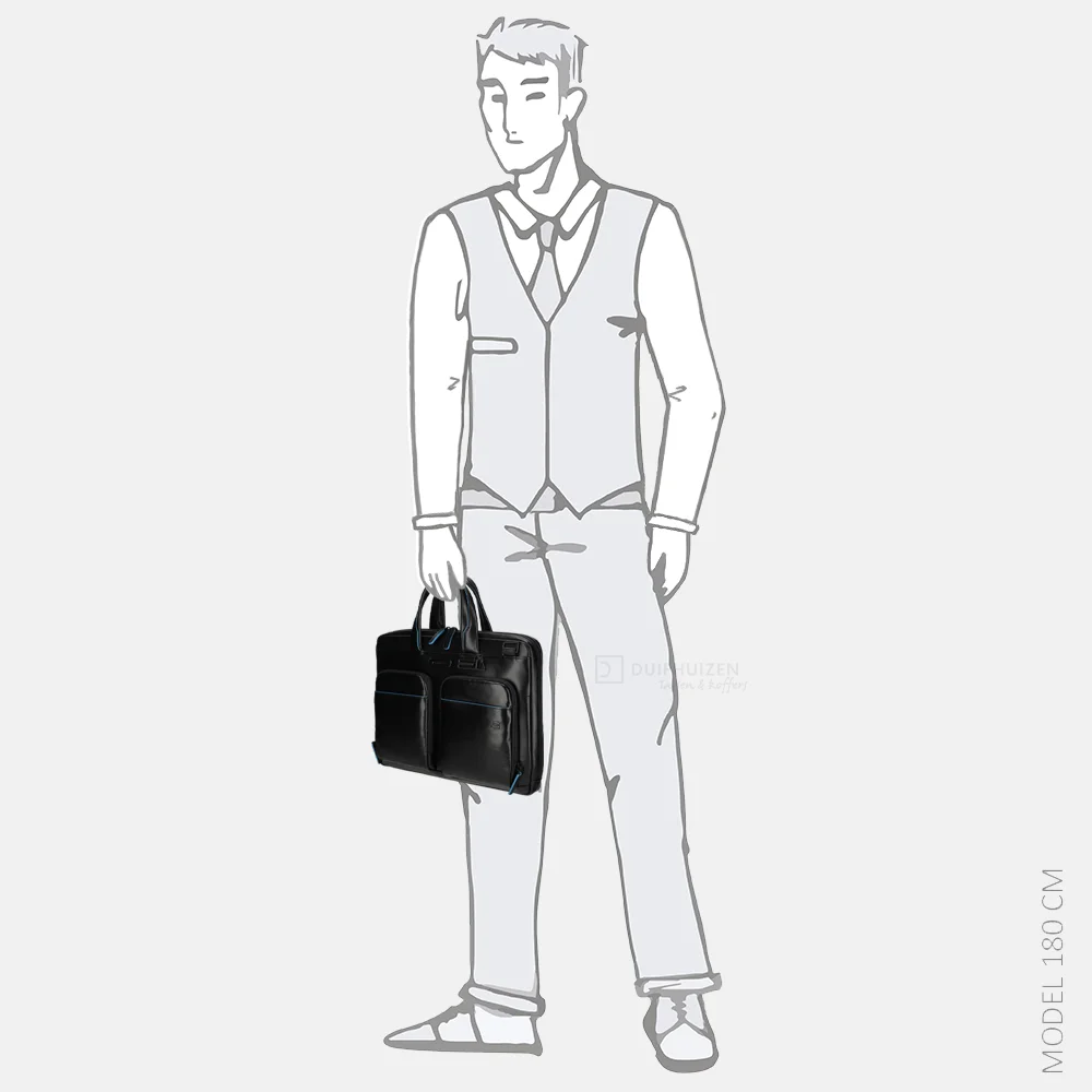 Piquadro laptoptas 14 inch nero bij Duifhuizen