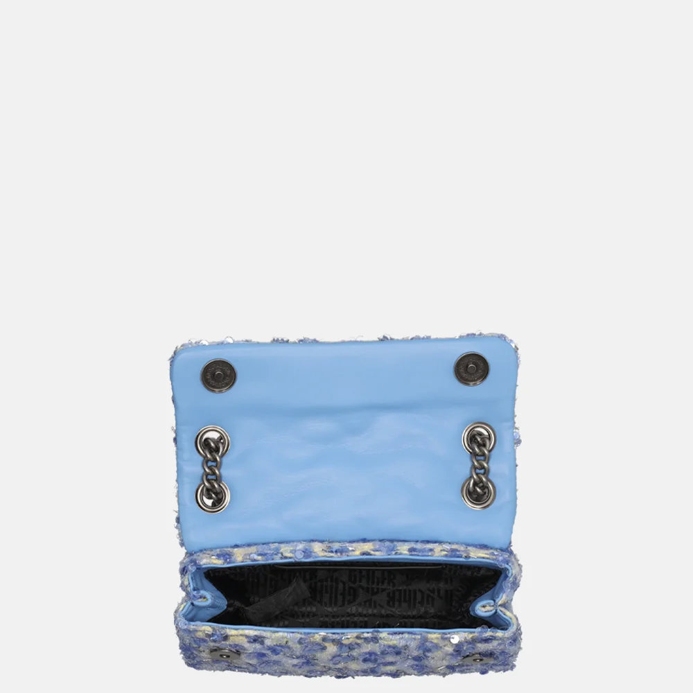 Kurt Geiger Kensington schoudertas sequins mini boucle blue pale bij Duifhuizen