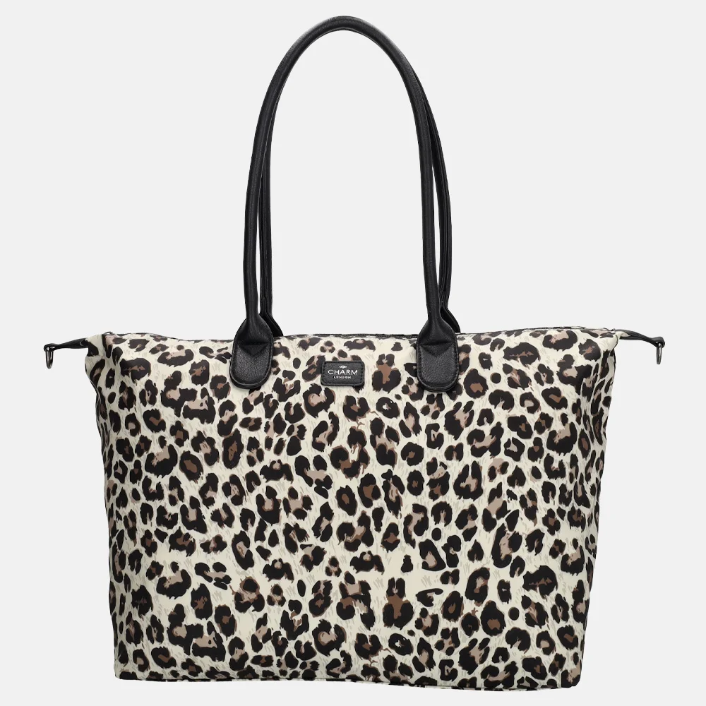 Charm London Buckingham shopper met 15.6 inch laptopvak L luipaard bij Duifhuizen