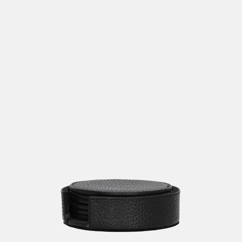 Chamada leren ronde onderzetters effen black bij Duifhuizen