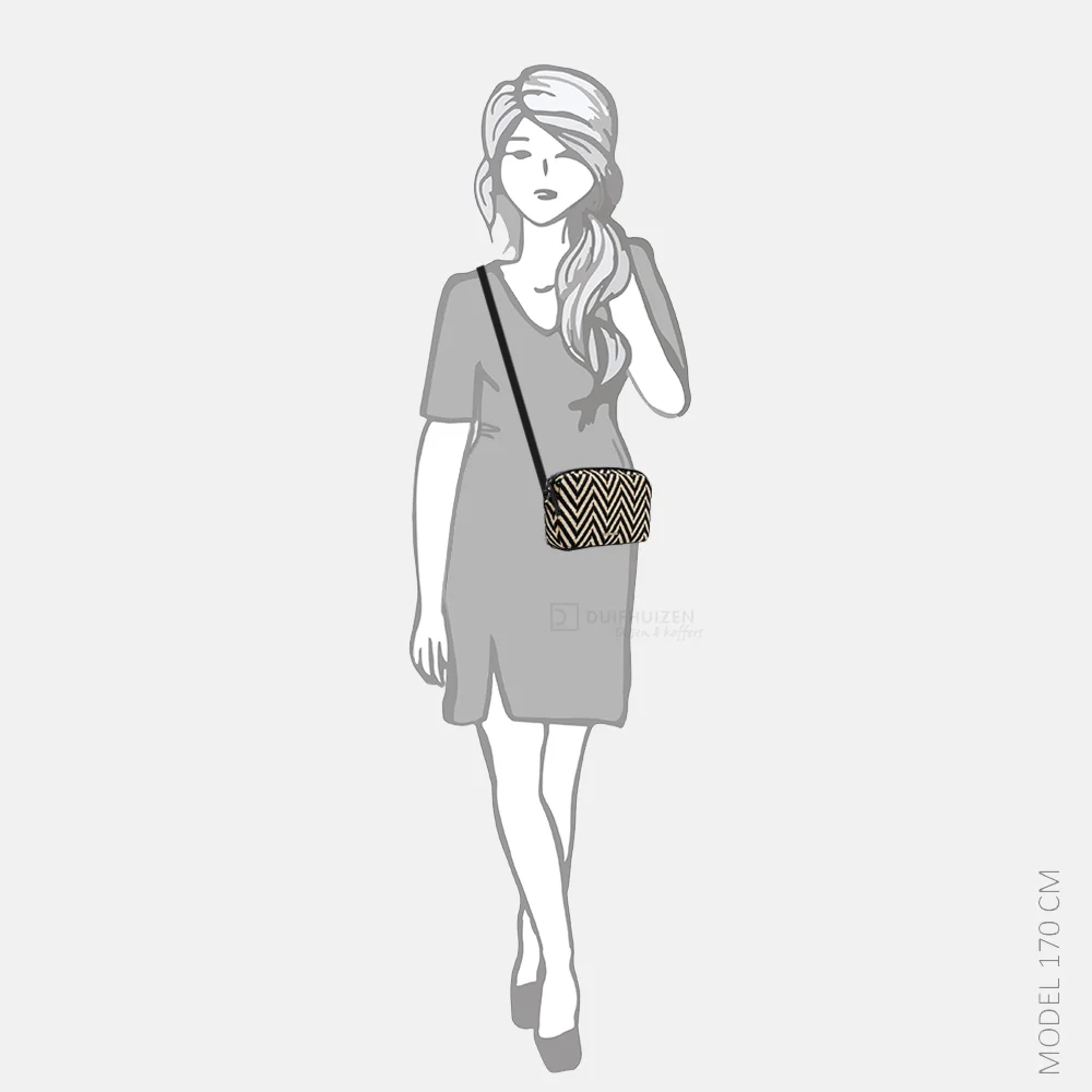 Emily & Noah Raffia crossbody tas black/taupe bij Duifhuizen
