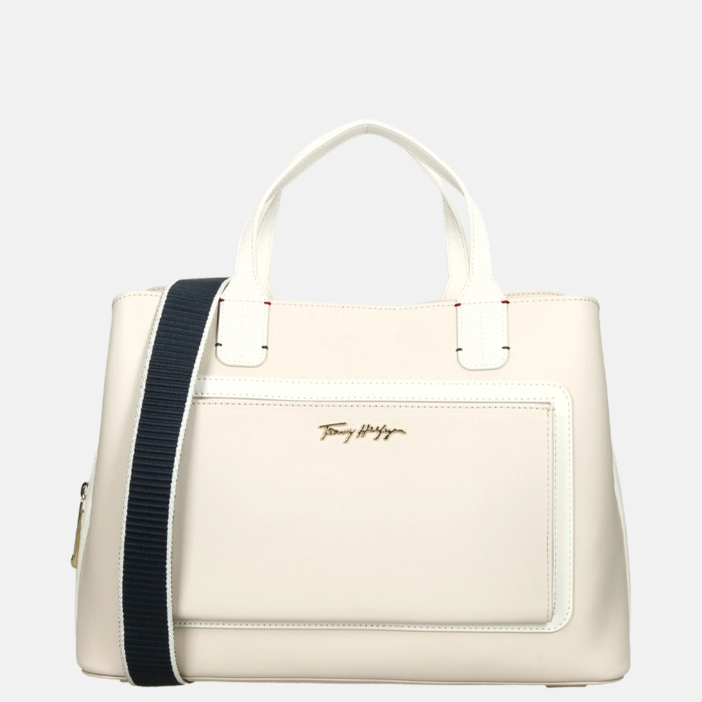 Tommy Hilfiger Iconic satchel handtas feather white