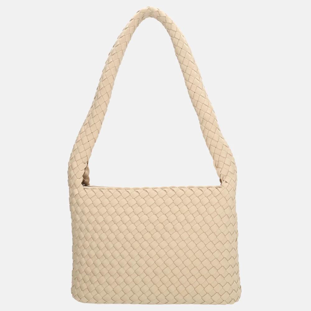 Charm London Madera schoudertas gevlochten neopreen creme bij Duifhuizen