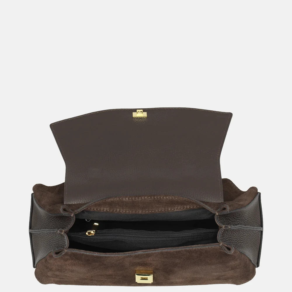 Charm London overslag handtas suede donkerbruin bij Duifhuizen