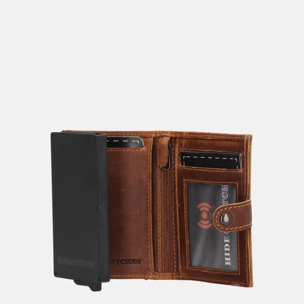 Hide & Stitches Safety Wallet pasjeshouder cognac bij Duifhuizen