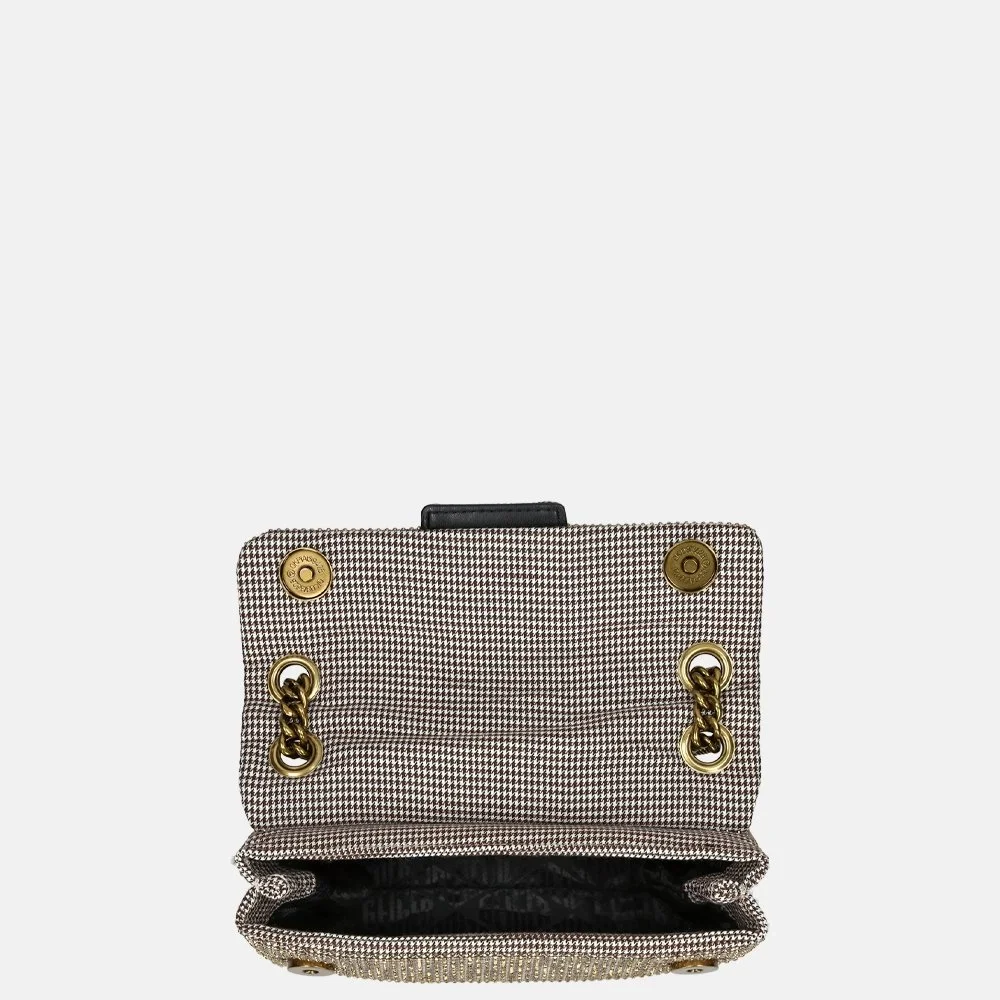 Kurt Geiger fabric mini kensington V studjes crossbody tas gold bij Duifhuizen