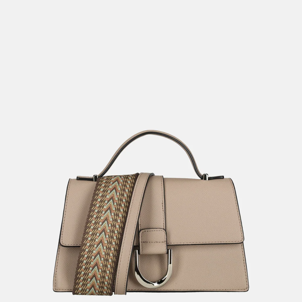 Flora & Co Saffiano crossbody tas taupe