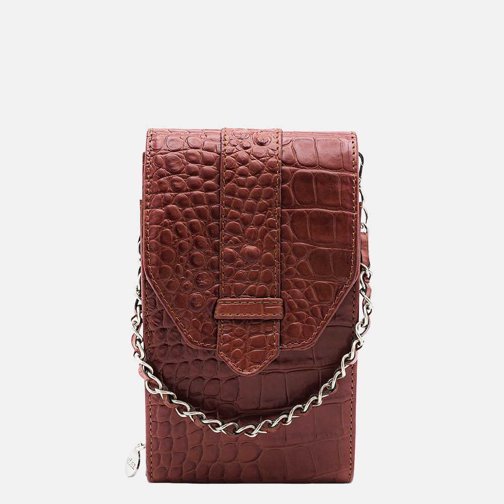 MŌSZ Phone-bag telefoontas croco cognac bij Duifhuizen