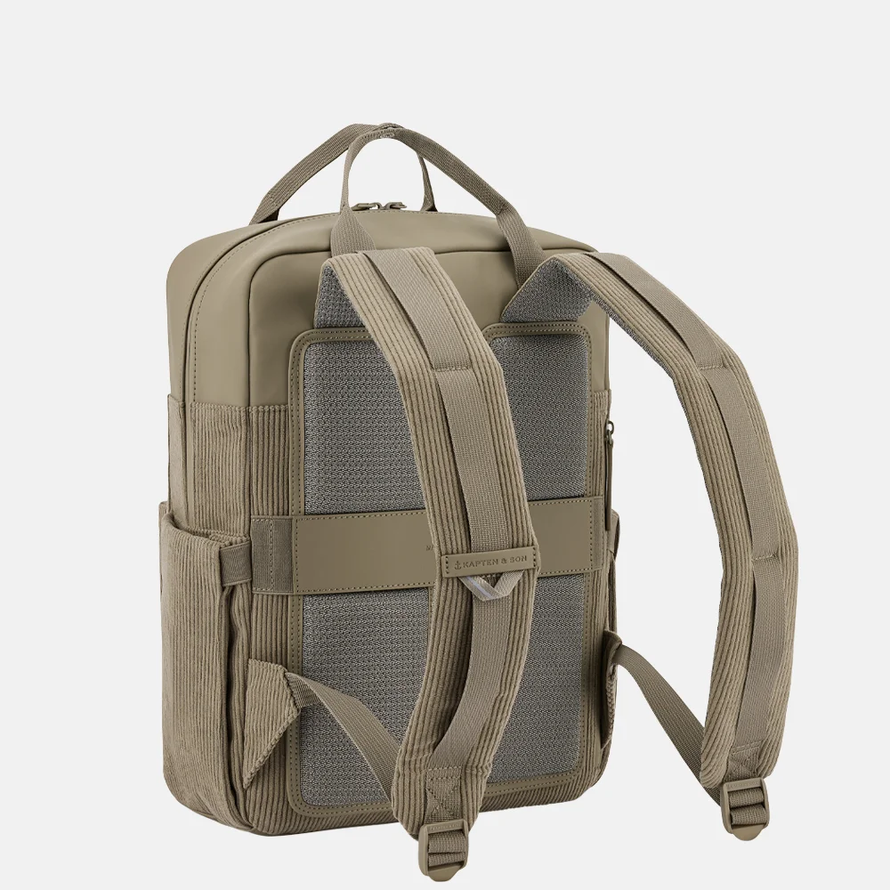 Kapten & Son Bergen Pro Corduroy rugzak 15 inch khaki bij Duifhuizen