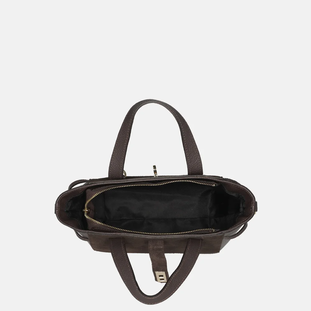 Charm London handtas suede/leer donkerbruin bij Duifhuizen