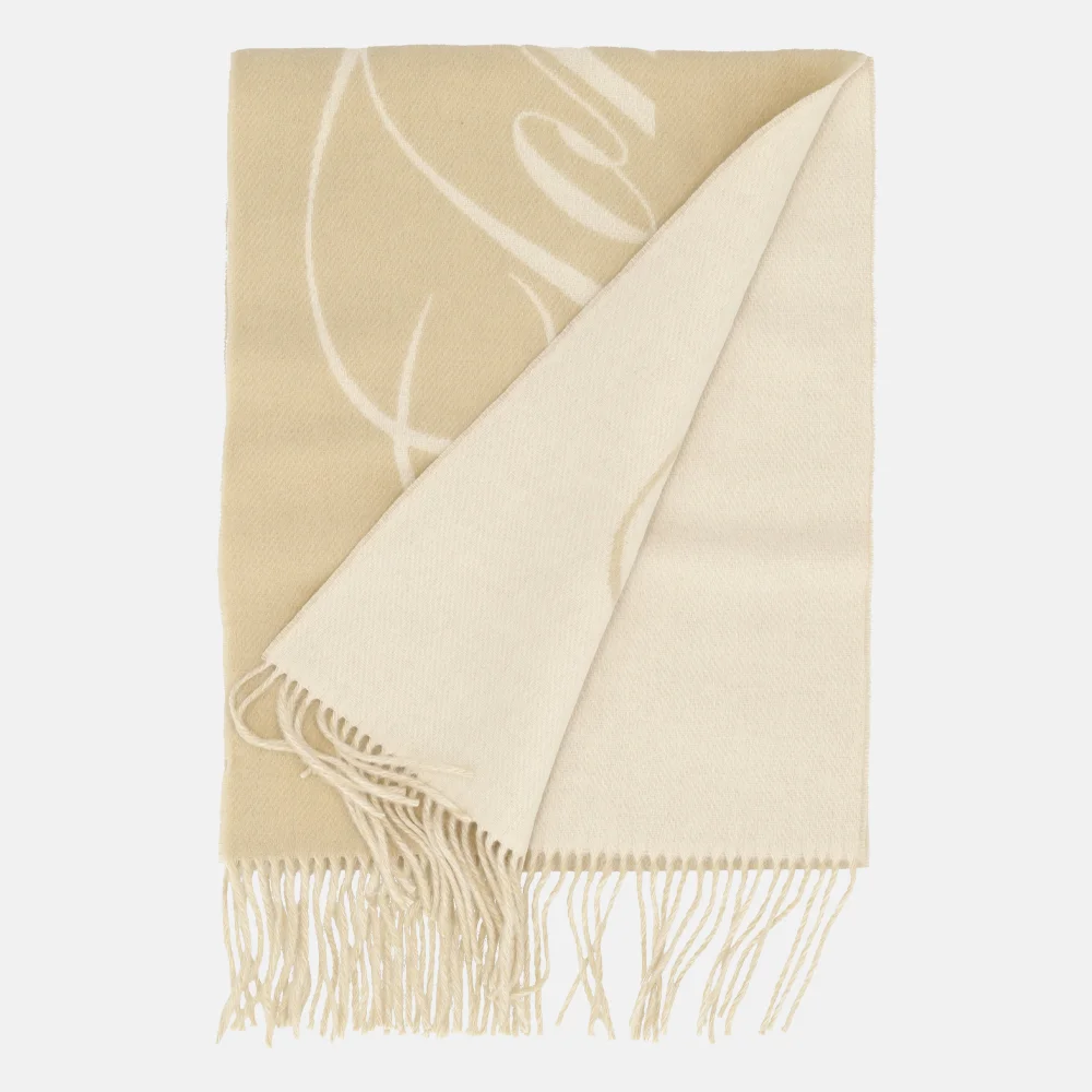 Tommy Hilfiger Script logo sjaal Sandalwood bij Duifhuizen