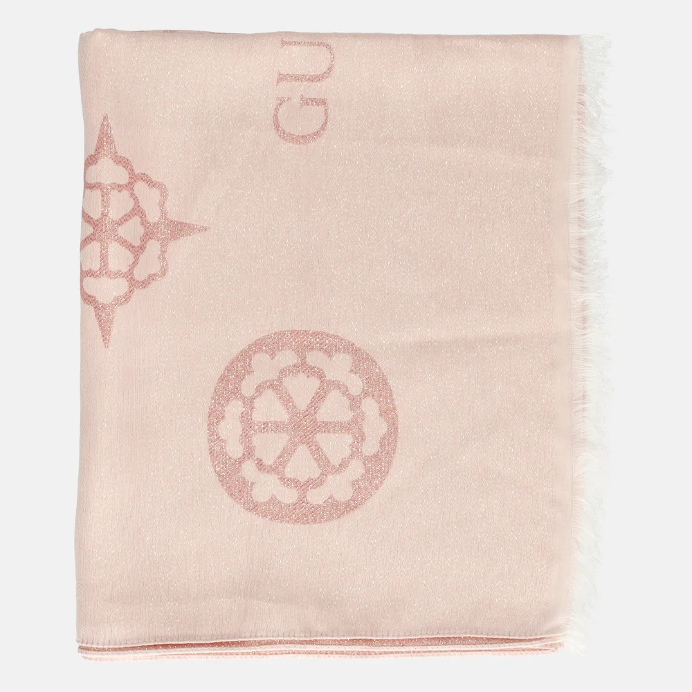 Guess Zalani sjaal L dusty rose logo bij Duifhuizen