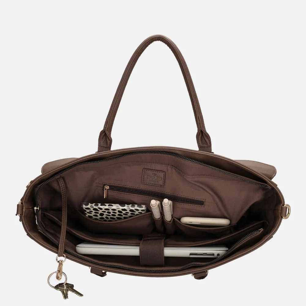 Charm London handtas 15 inch mocca bij Duifhuizen