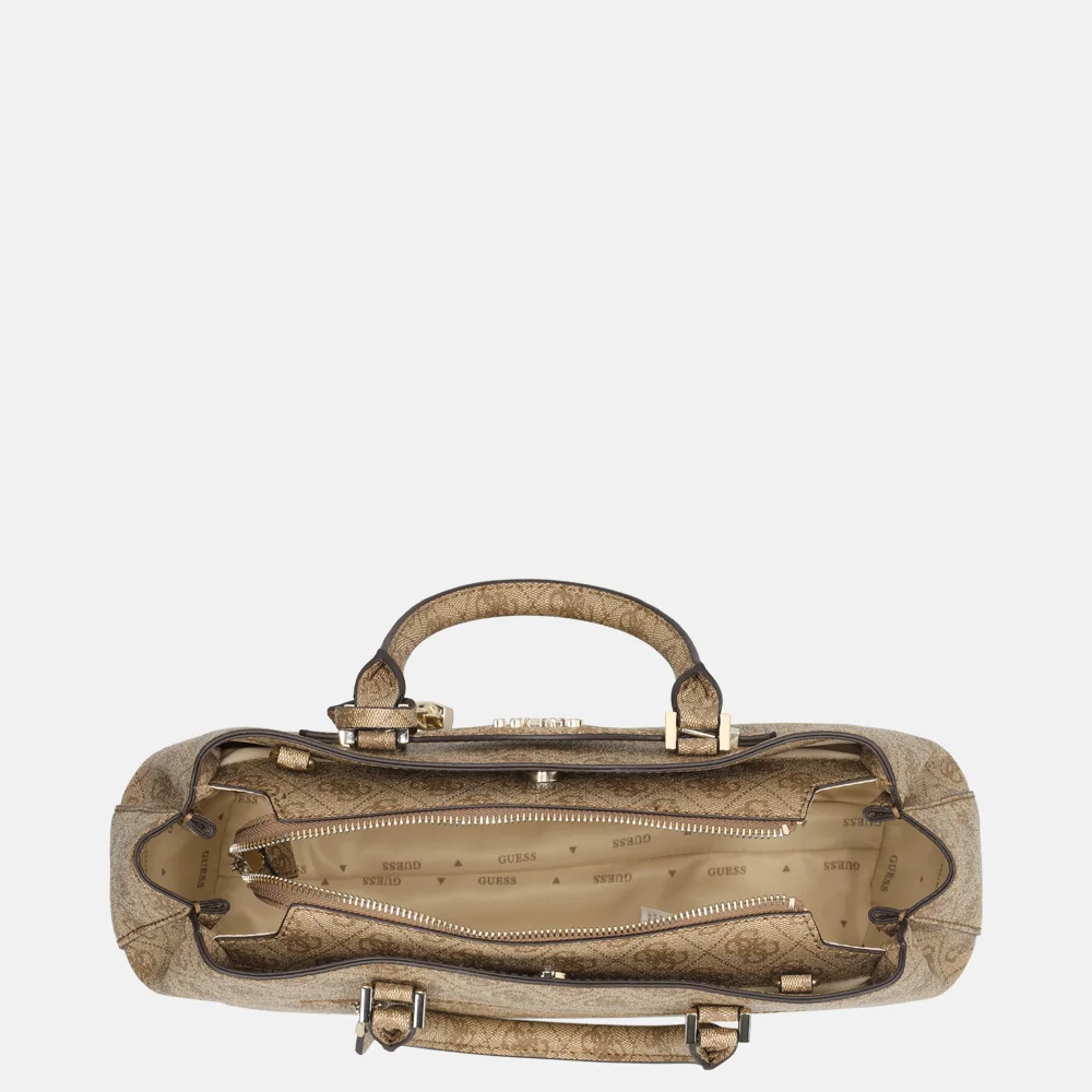 Guess Katya girlfriend satchel handtas latte logo bij Duifhuizen